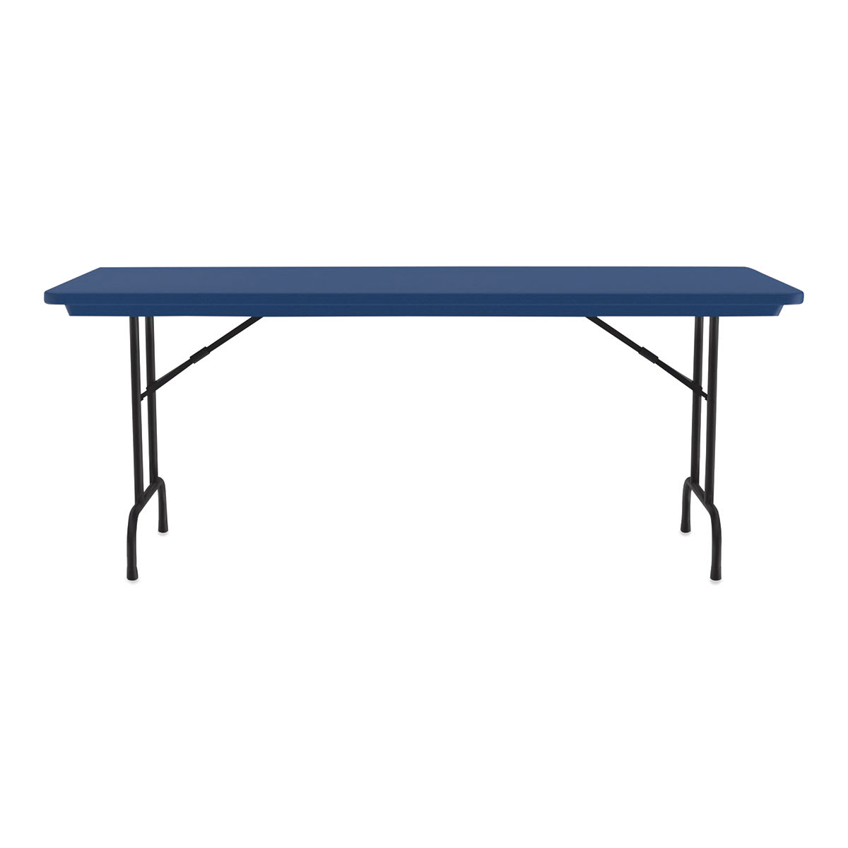 Correll Plastic Resin Folding Table - 30" x 72", Blue, Fixed Height - side view