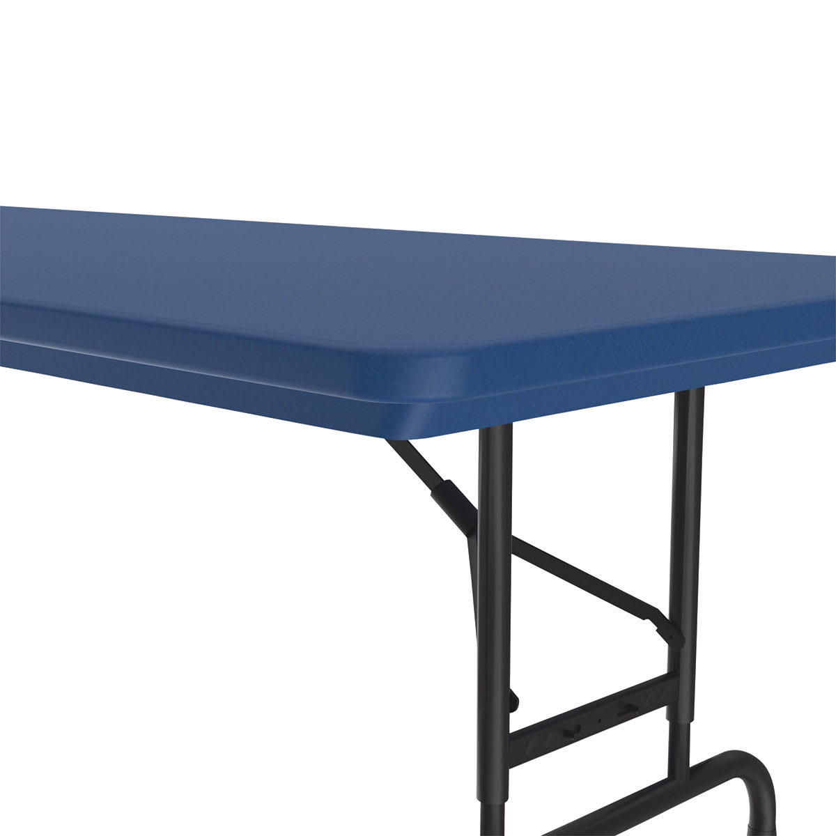 Correll Plastic Resin Folding Table - 30" x 72", Blue, Adjustable Height - close-up of surface