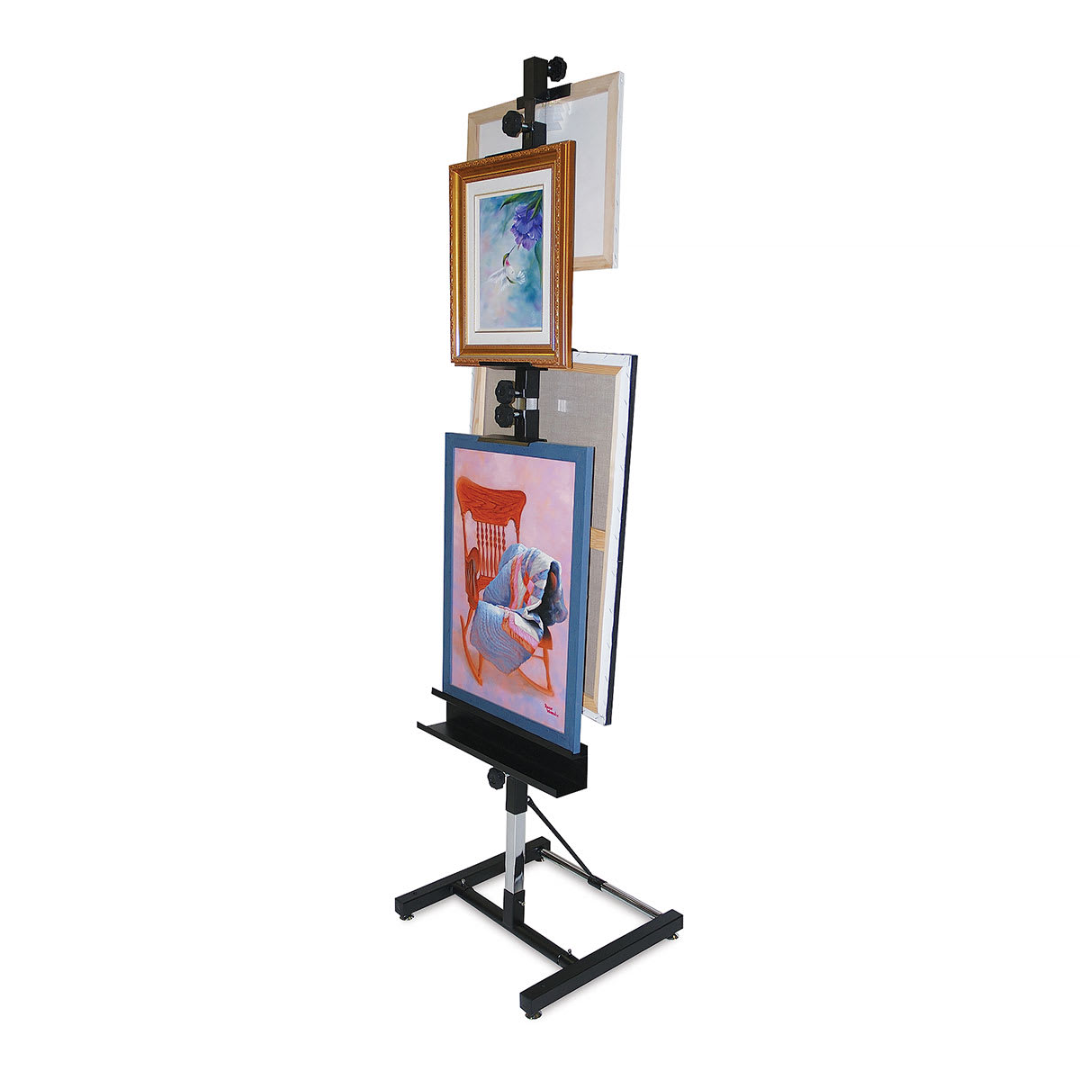 Martin Universal Design Avanti I Square Post Easel - Shown displaying 4 pieces of finished art