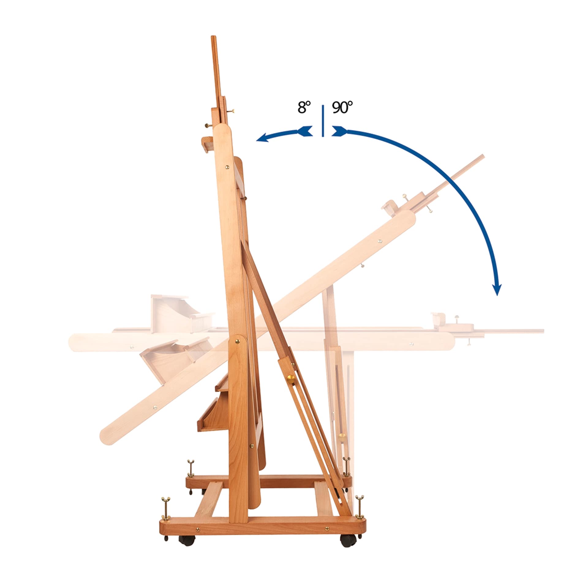 Mabef Convertible Easel M-18, easel angle range