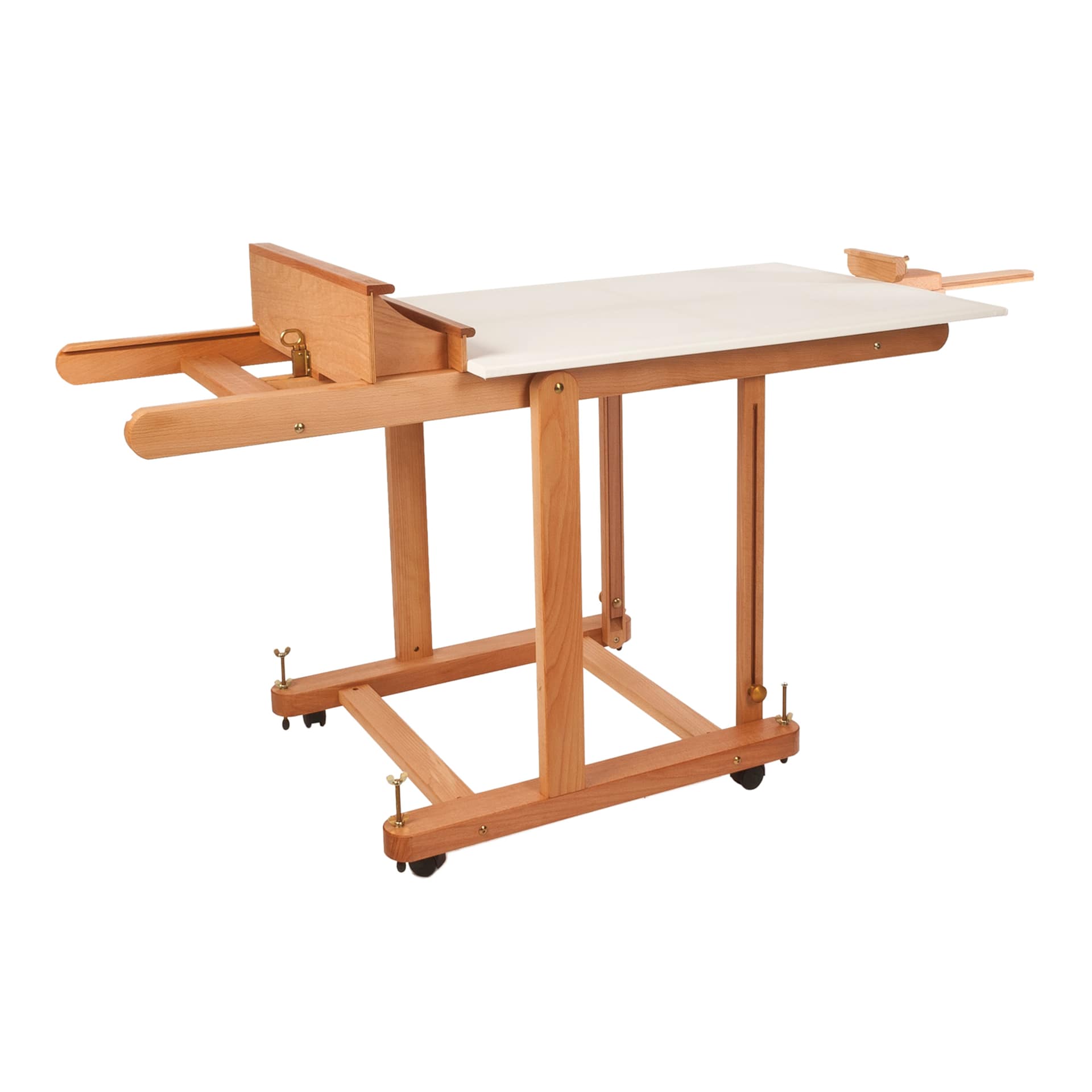 Mabef Convertible Easel M-18, easel in horizontal position with canvas