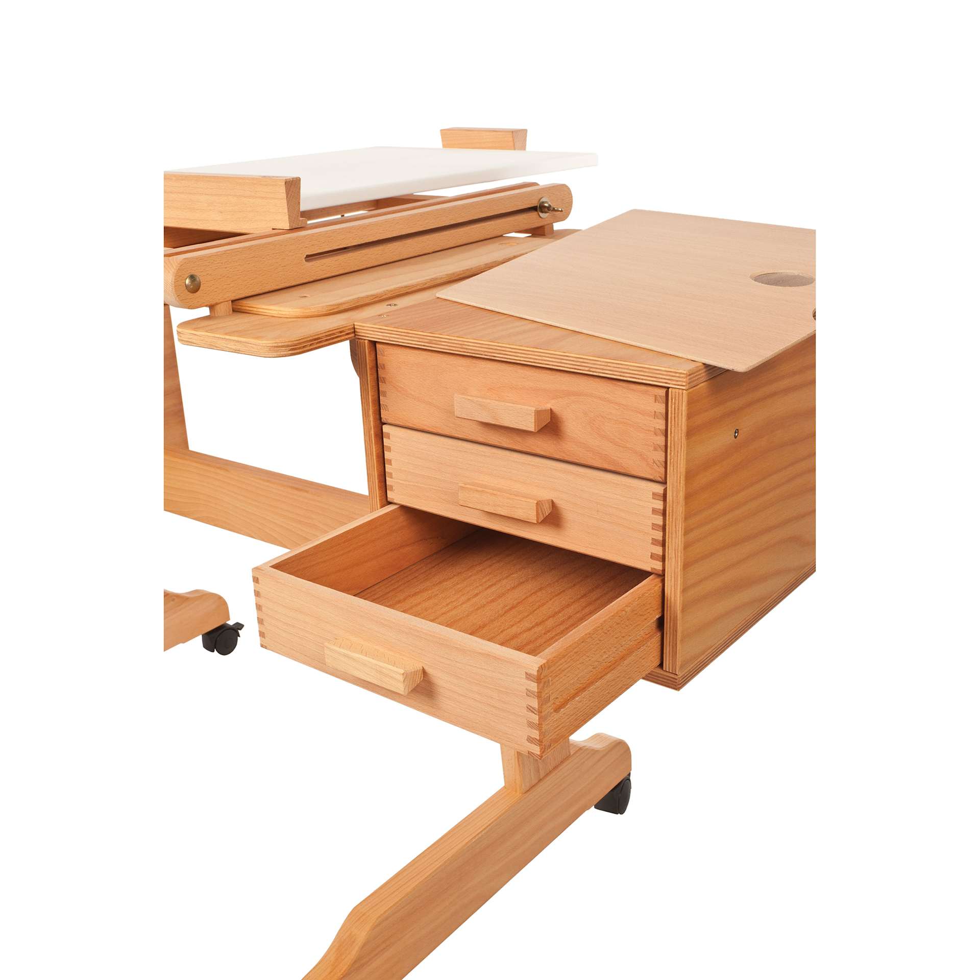 Mabef Painting Workstation Easel M-30, close-up of drawers