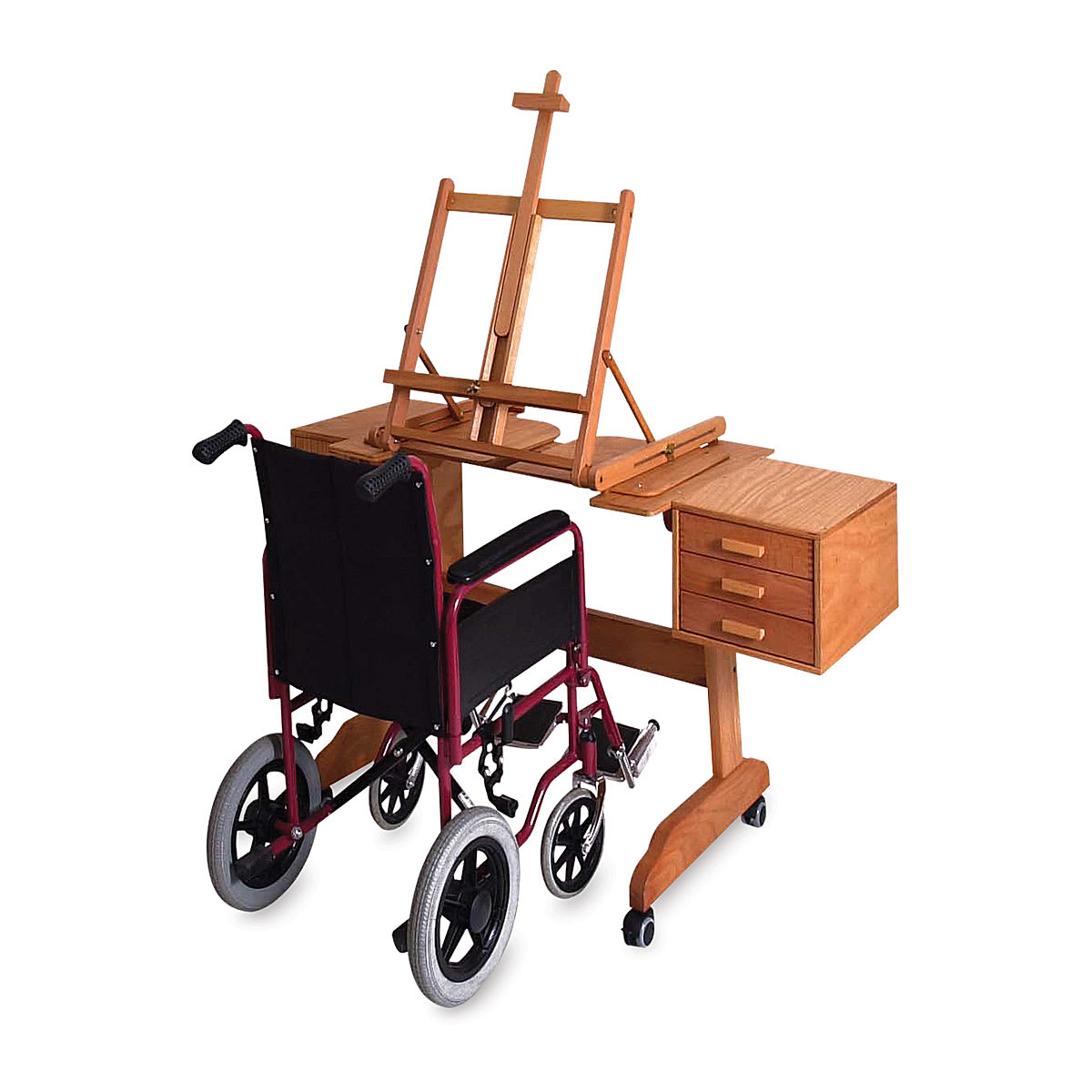 Mabef Painting Workstation Easel M-30 with a wheelchair