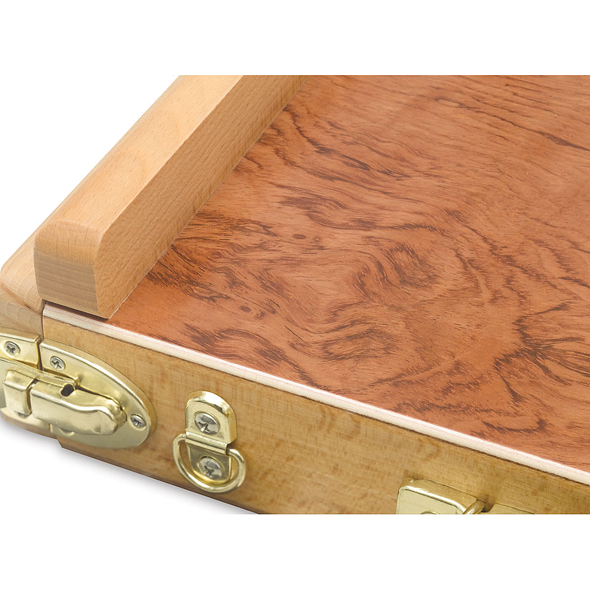 Jullian Deluxe Table Easel - Closeup of corner of easel showing drawer lock
