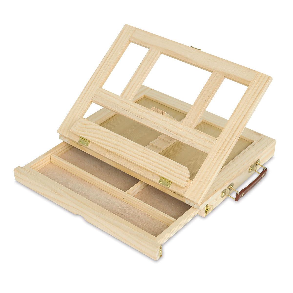 Blick Studio Desk Easel with easel raised and drawer open