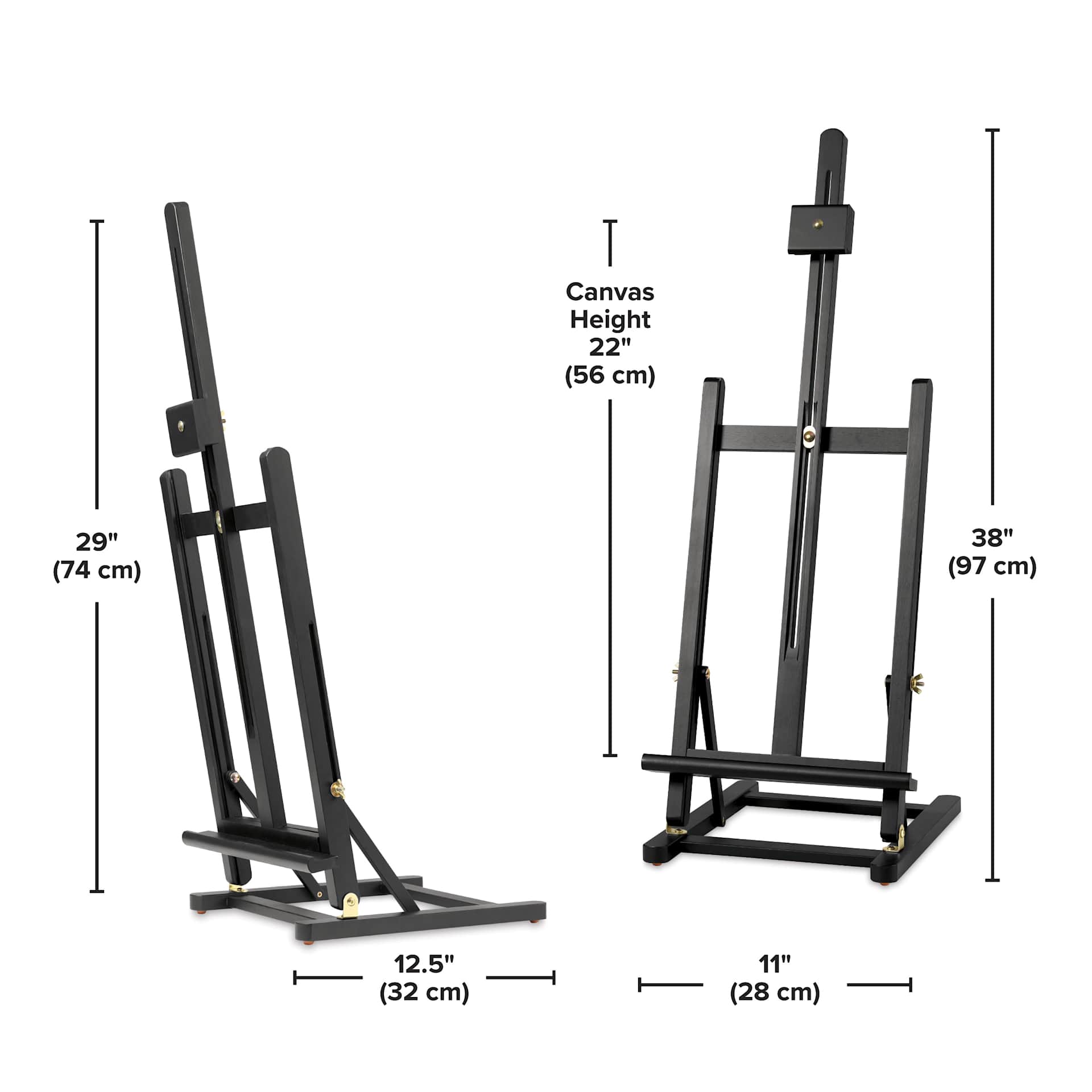 Blick Studio Tabletop Easel - Black, dimension chart