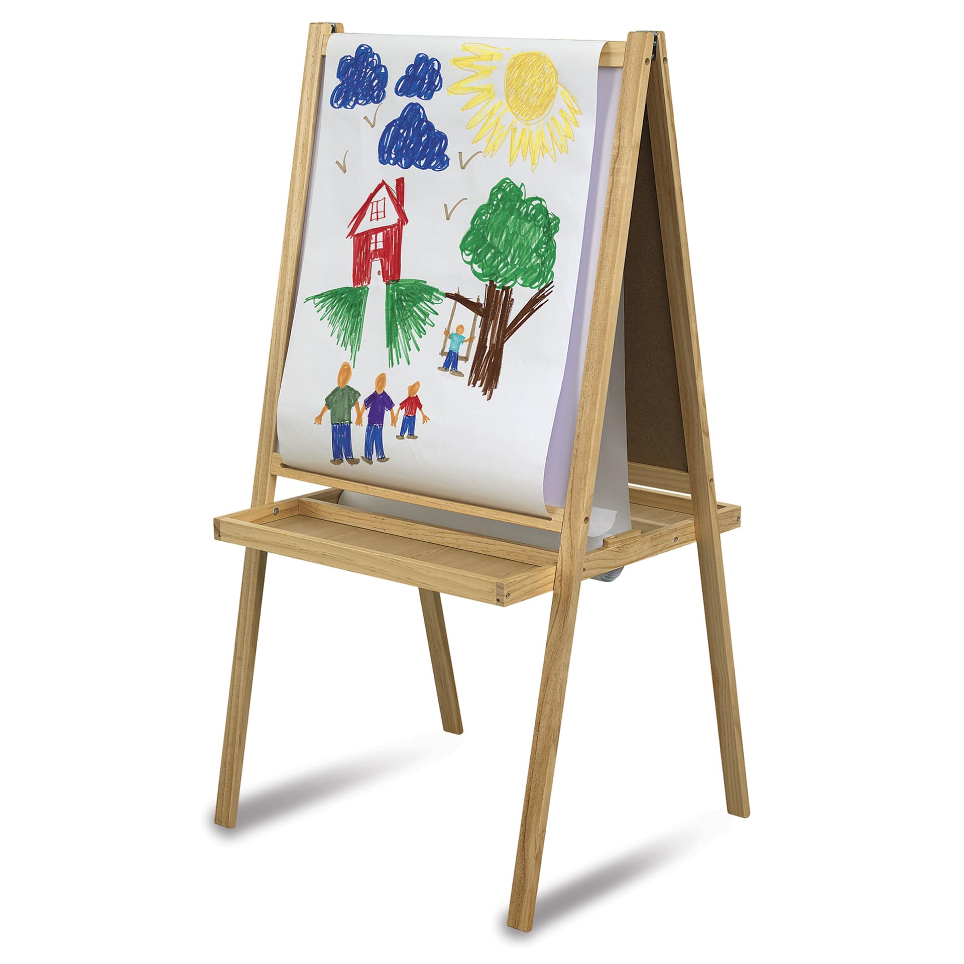 Blick Essentials Paint and Draw Easel - Natural, painted scene, front