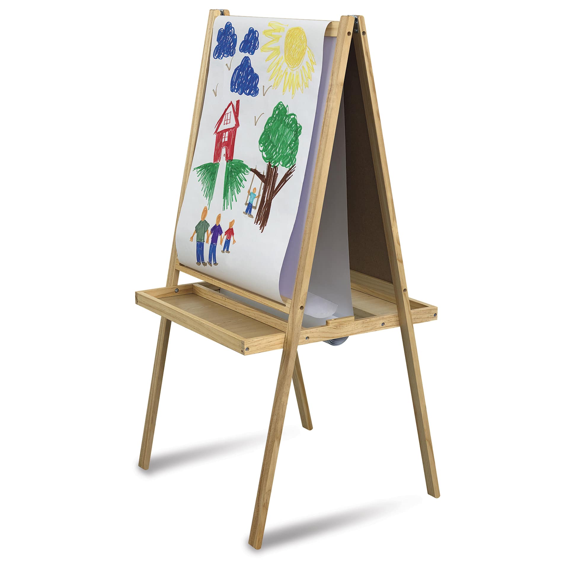 Blick Essentials Paint and Draw Easel - Natural, painted scene, side