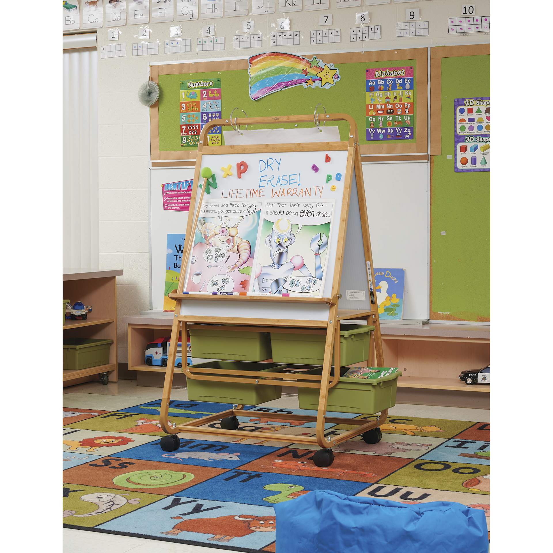 Copernicus Double-Sided Bamboo Easel, in classroom