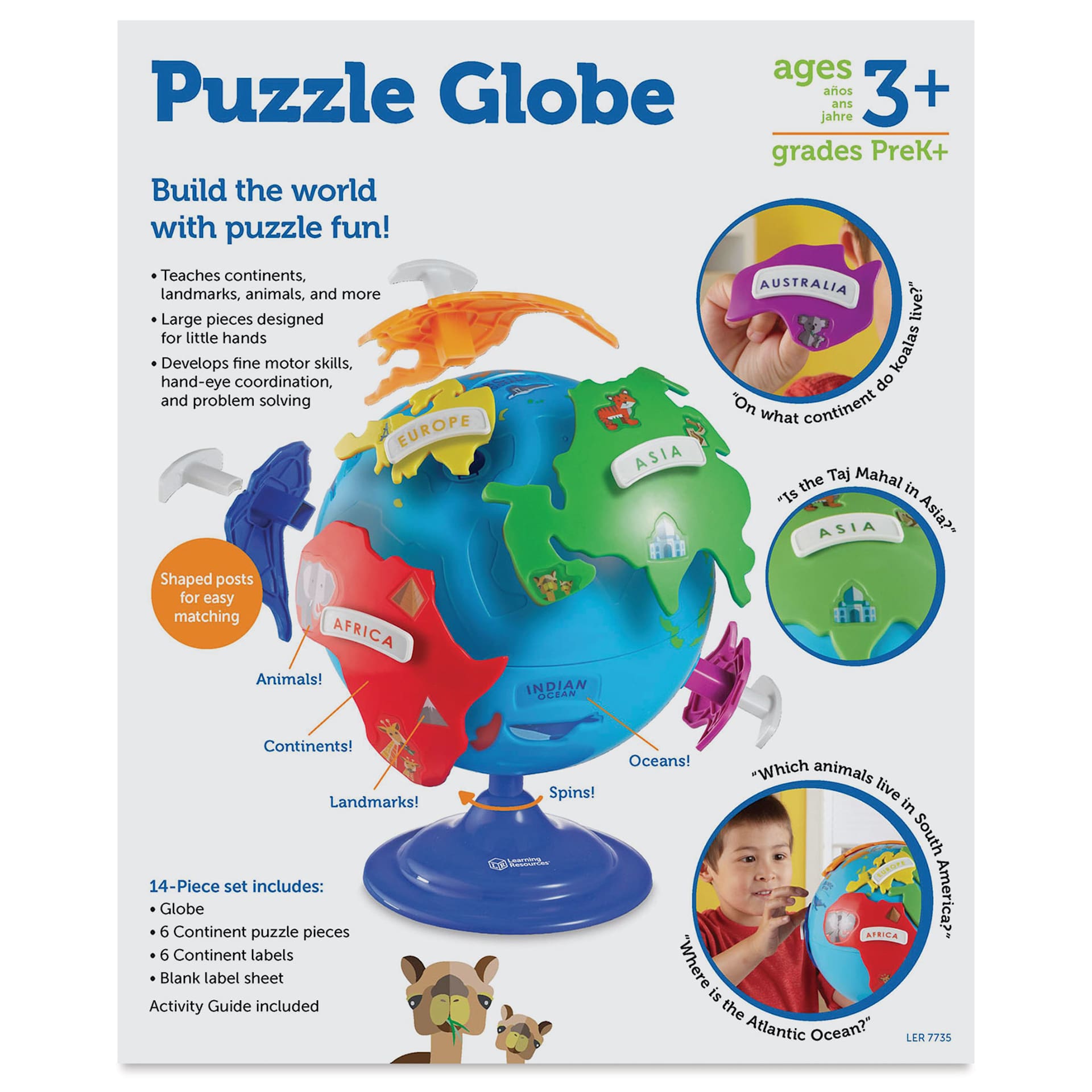 Learning Resources Puzzle Globe back of packaging