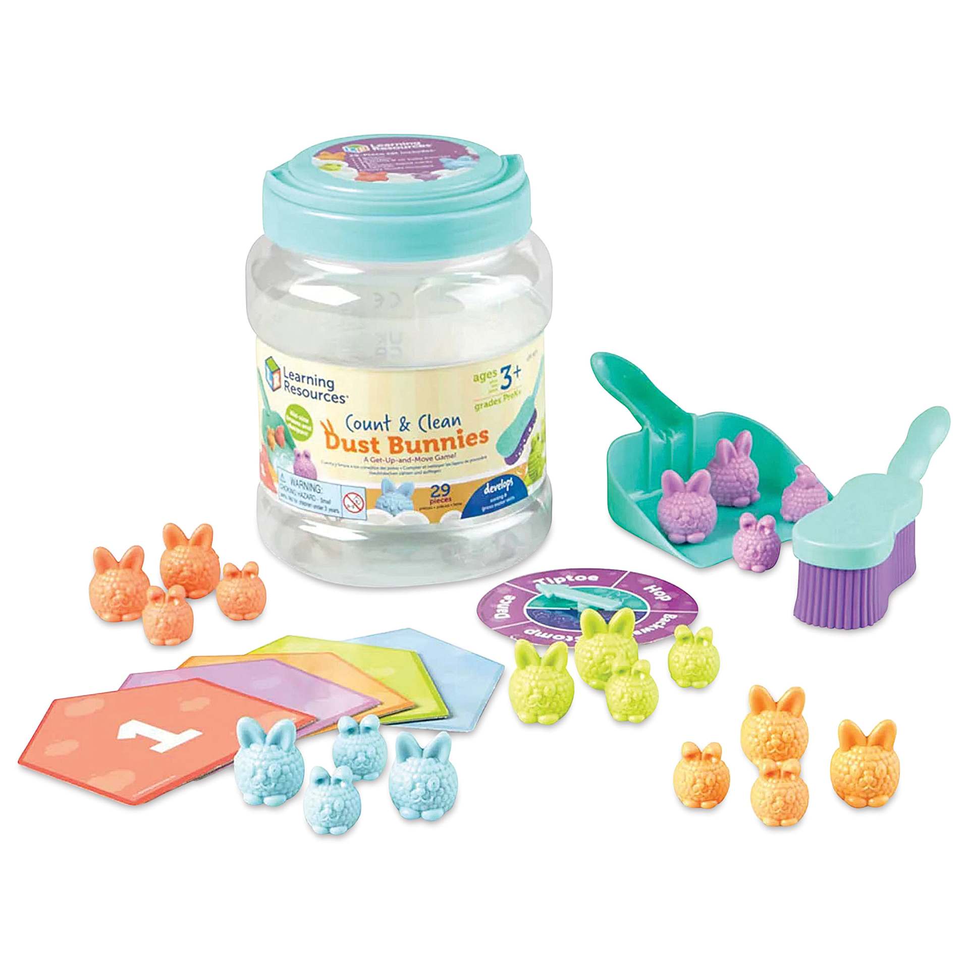 Learning Resources Count & Clean Dust Bunnies (packaging and contents)