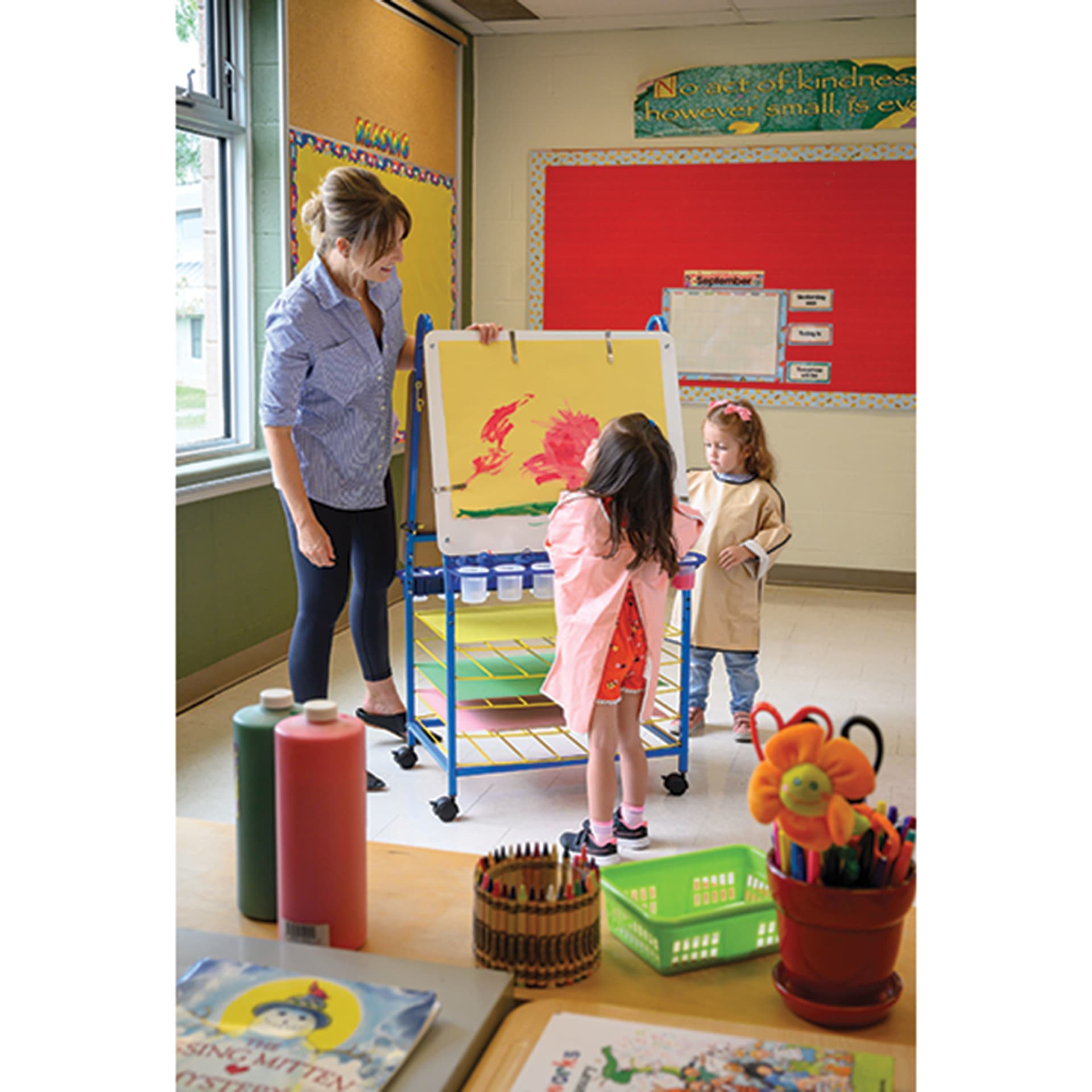 Copernicus Double Sided Art Easel Base Model, in a classroom