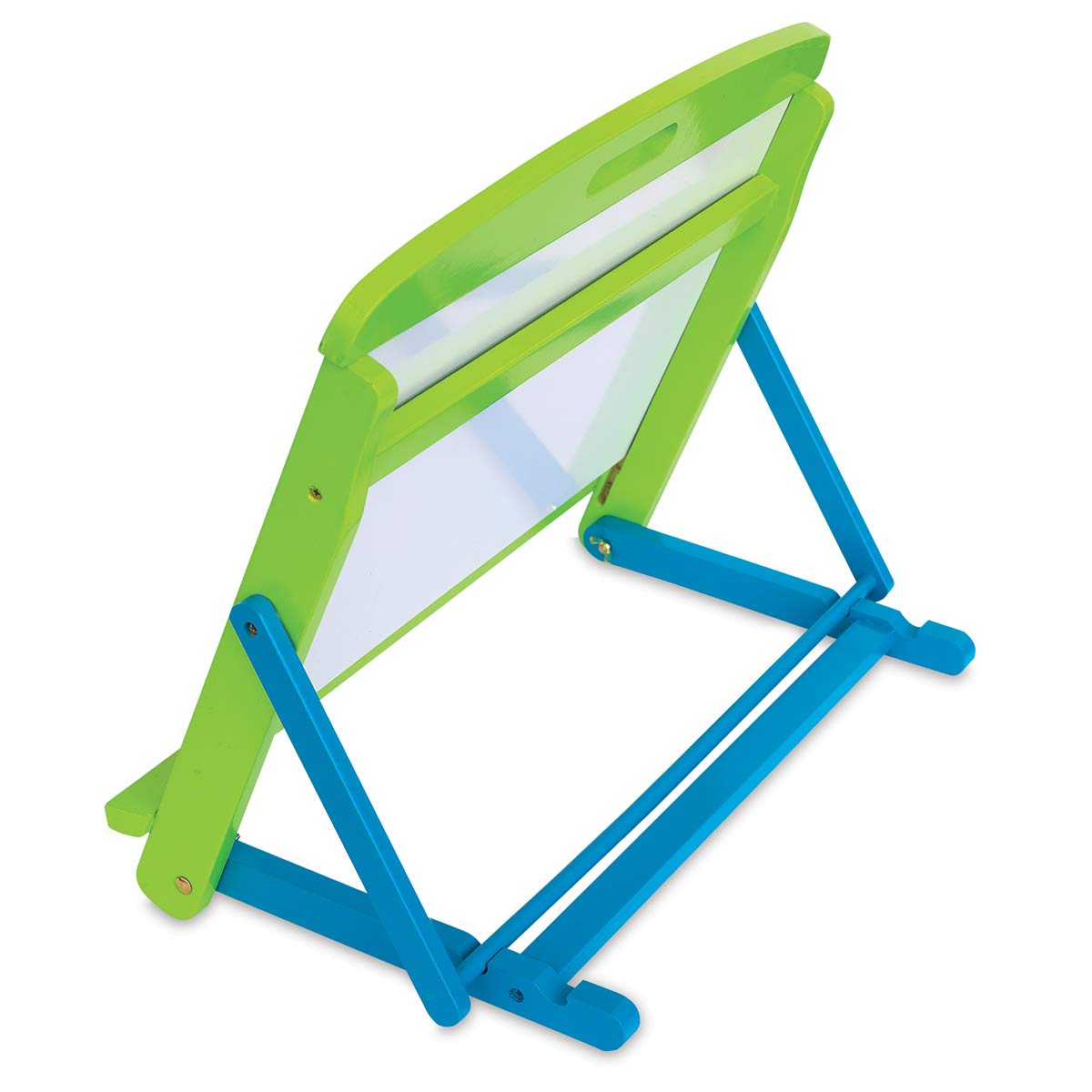 Kids Tabletop Easel - Rear view of set up Easel showing slots for angling Board Kids Tabletop Easel - Rear view of set up Easel showing slots for angling Board