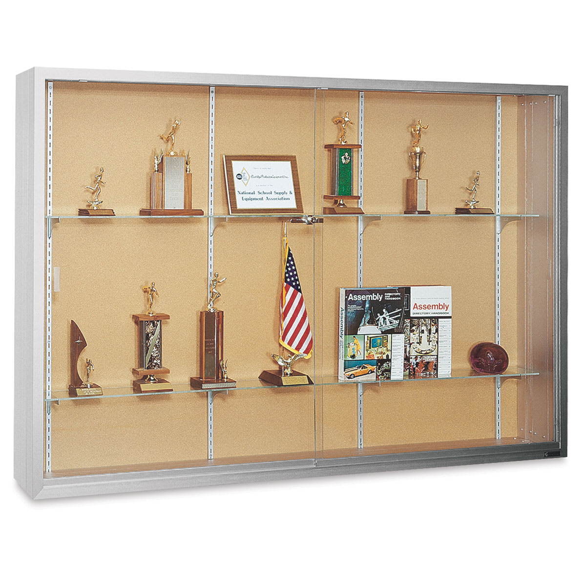 Claridge Sliding Door Display Case - 4 ft x 5 ft x 10 3/4", Tan Cork