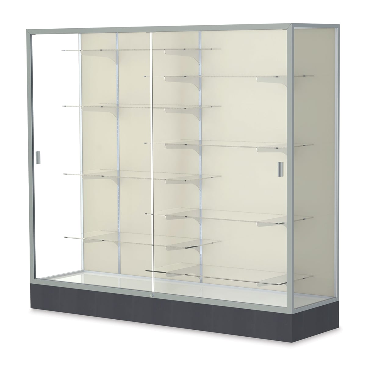 Waddell Colossus Series Display Case - x 66" x 72" x 20", Satin Aluminum, Plaque Back