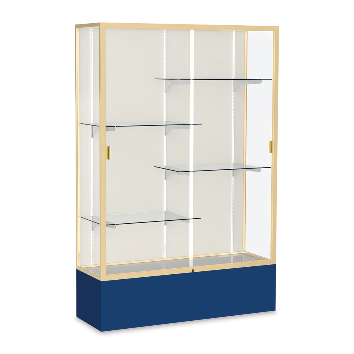 Waddell Spirit Series Display Case - 72" x 48" x 16", Champagne/Navy Base