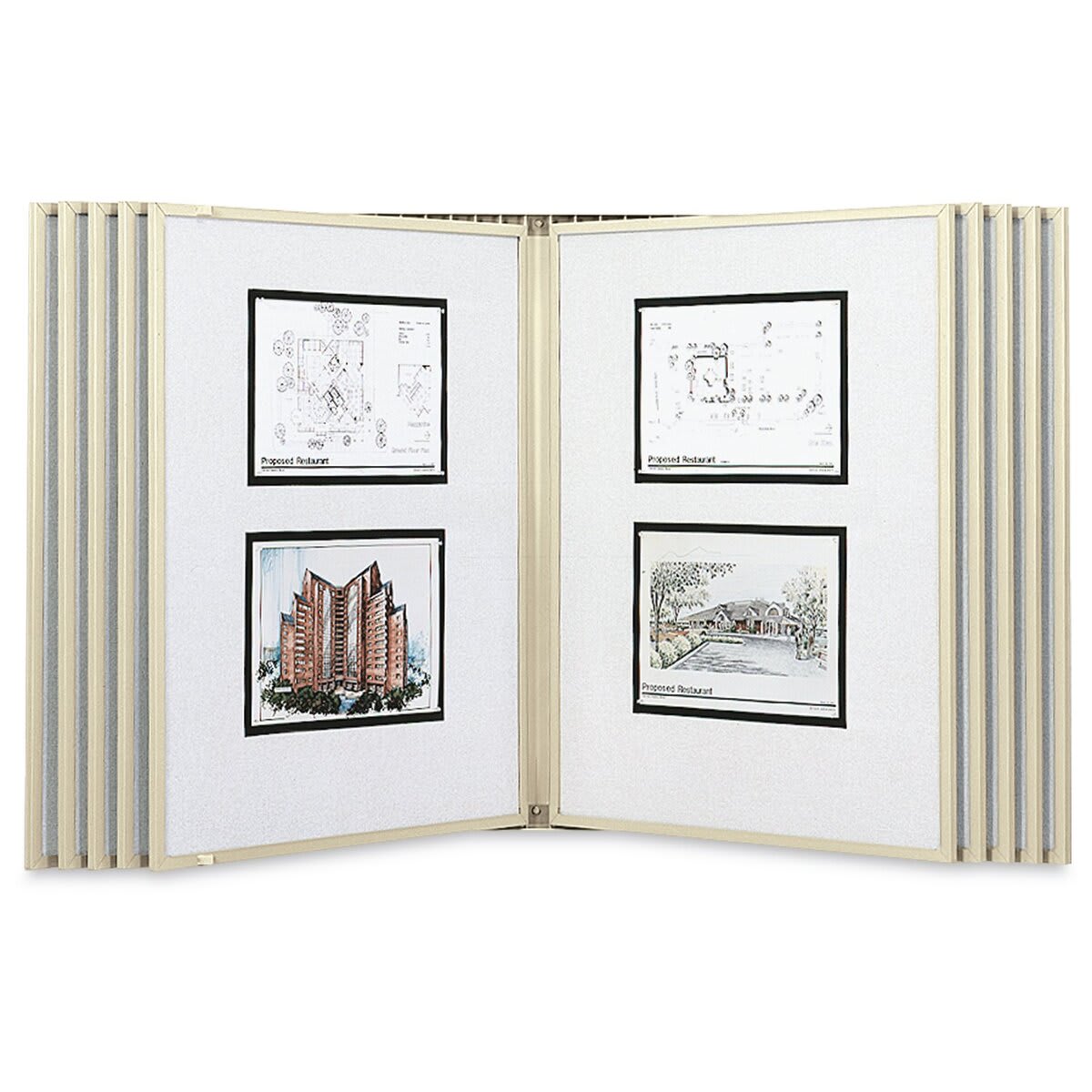 Multiplex Swinging Panel Display - 24" x 36", Beige, 10 Panels, Wall Unit