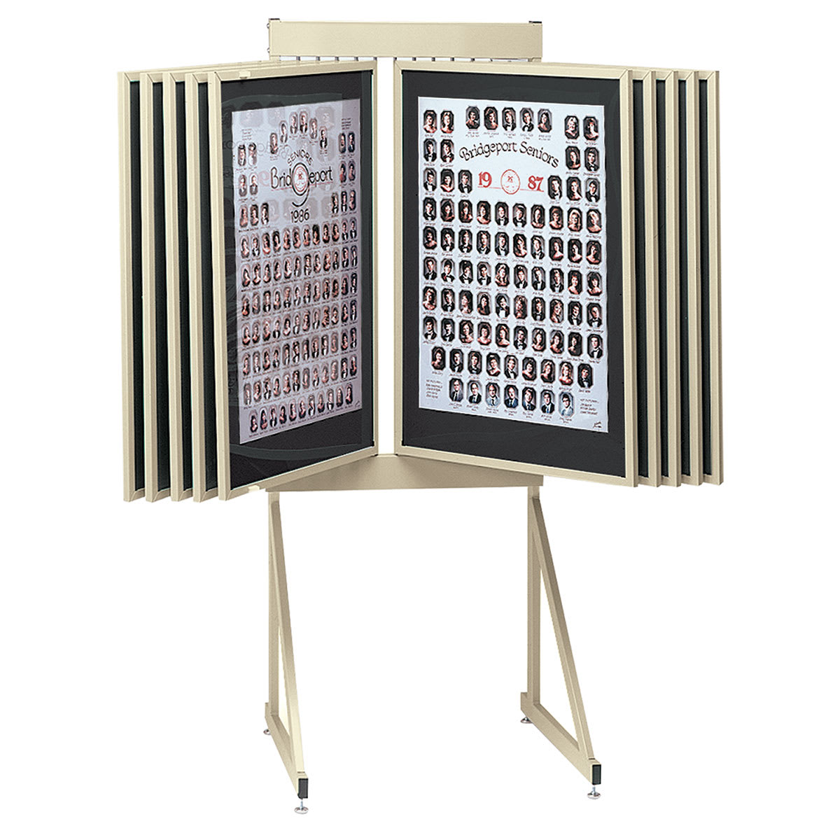 Multiplex Swinging Panel Display - 30" x 40", Beige, 10 Panels, Floor Unit