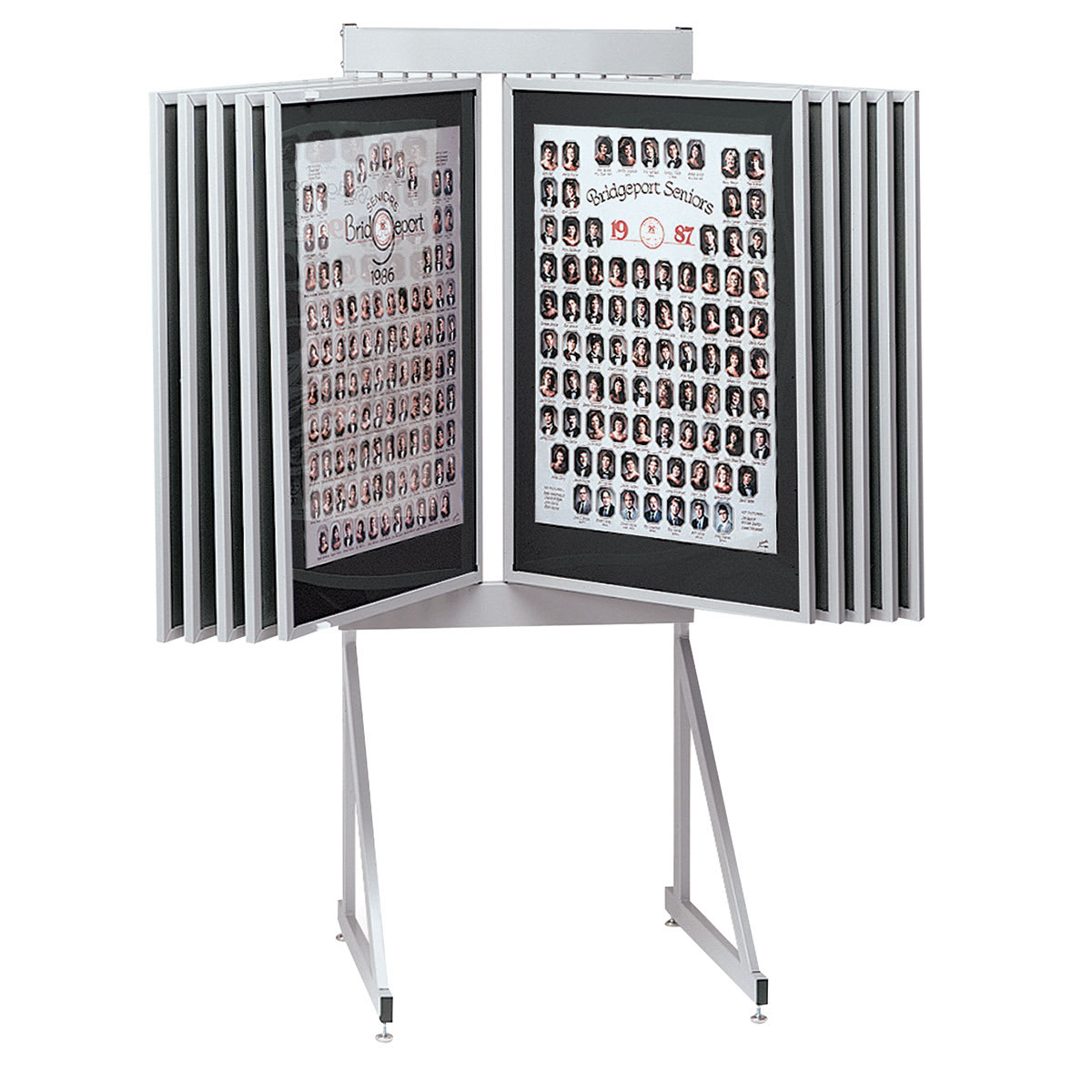 Multiplex Swinging Panel Display - 30" x 40", Gray, 10 Panels, Floor Unit