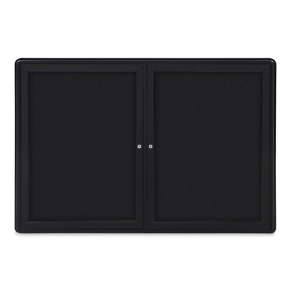 Ghent Ovation Radius Tackboard - 47" x 34", Black Hinged Doors