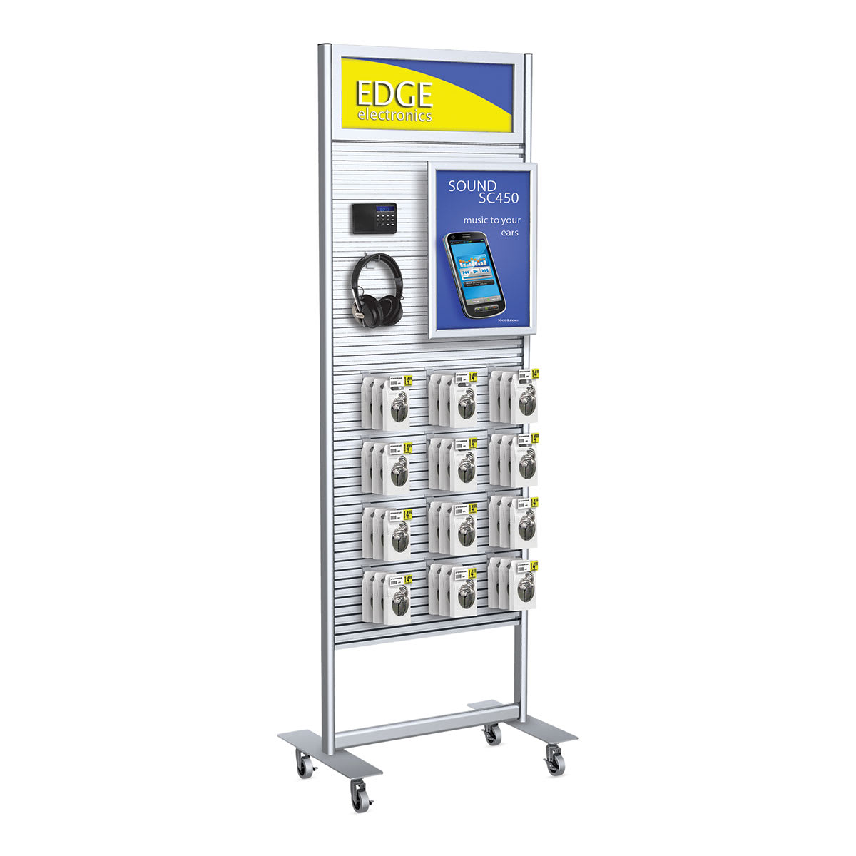 Testrite Slatwall Panel - Single Sided Slatwall Stand with Header