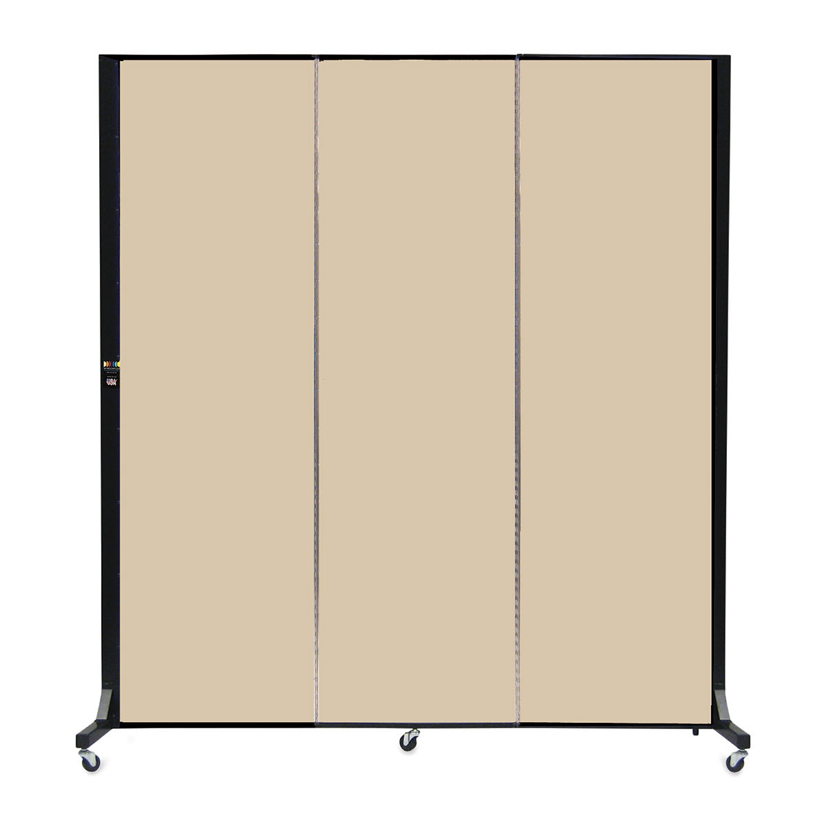Screenflex Light-Duty 3 Panel Divider front view in Desert color