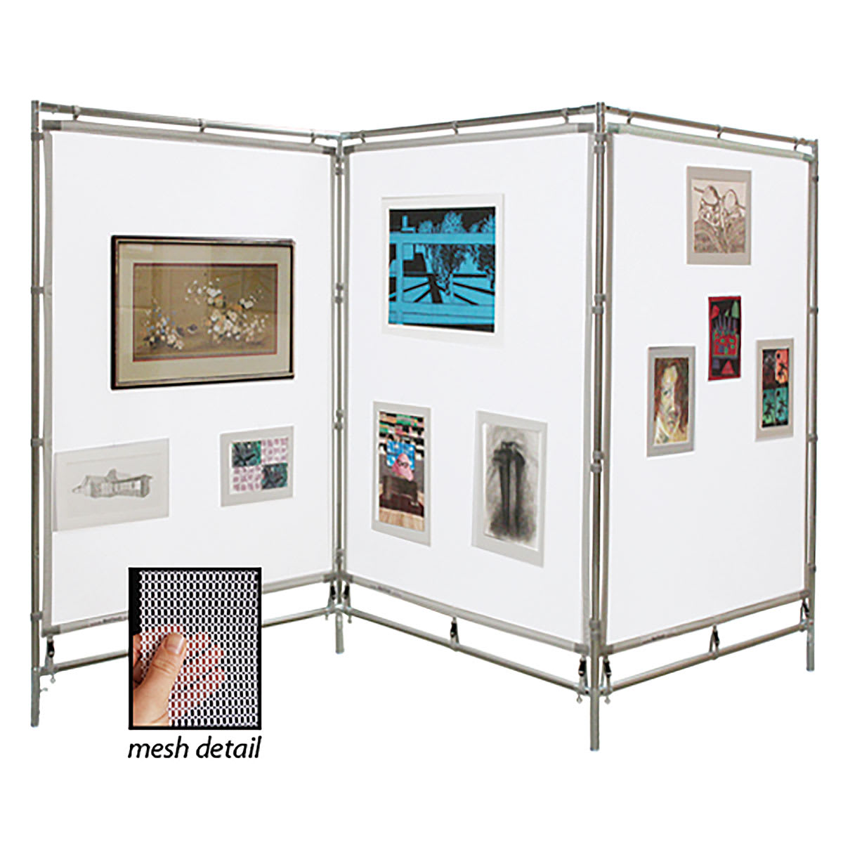 Zig Zag Steel Frame MeshPanel Display Wall w/ Three 5 ft Panels, picture of mesh detail