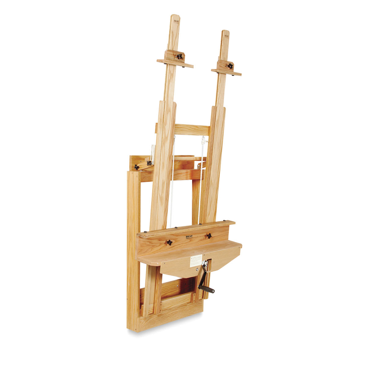 Best Wallmount Easel - Angled view showing masts tilted forward for pastels