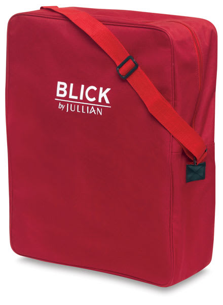 Blick French Easel by Jullian - Canvas Carrying Bag. Front view with Blick logo and carry strap. Blick French Easel by Jullian - Canvas Carrying Bag. Front view with Blick logo and carry strap.