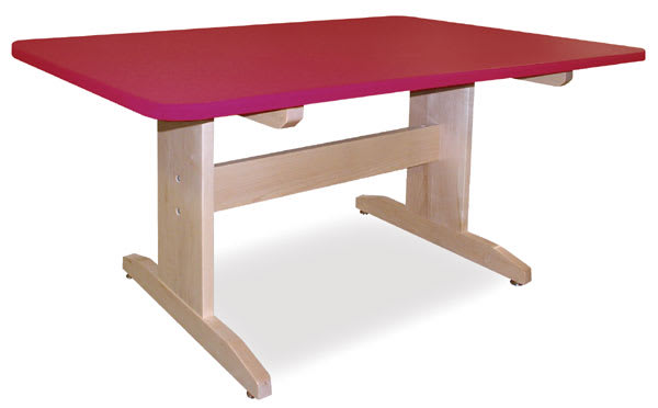Hann Art Table - Angled view of Red Top table