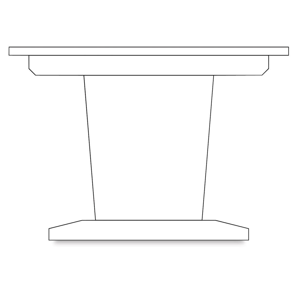 Hann Armor Edge Tables - Sketch of side view showing tapered legs