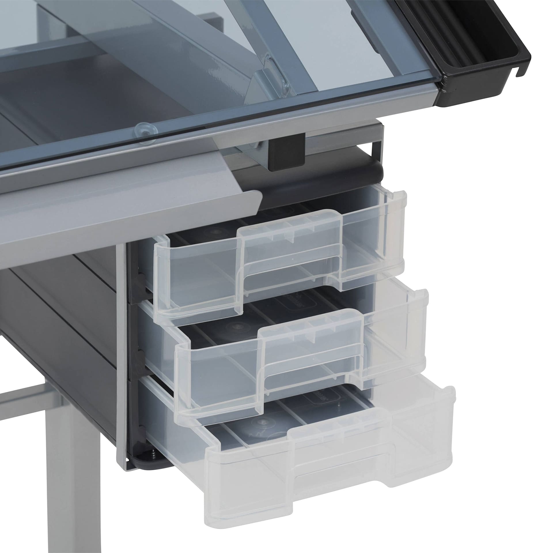 Studio Designs Vision Craft Station, close-up of the storage shelves