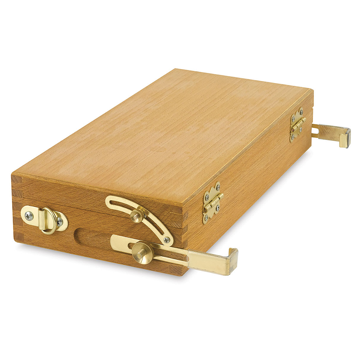 Jullian Rexy Watercolor Easel - Accessory Paint box showing brass attachment fittings Jullian Rexy Watercolor Easel - Accessory Paint box showing brass attachment fittings