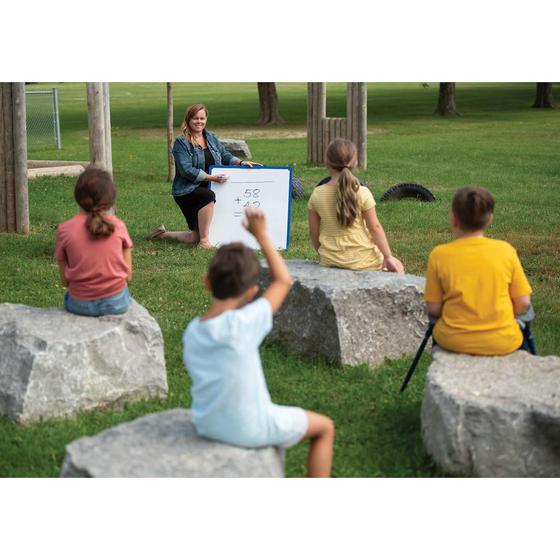 Copernicus Pack and Go Whiteboard Easel - in use, outdoors