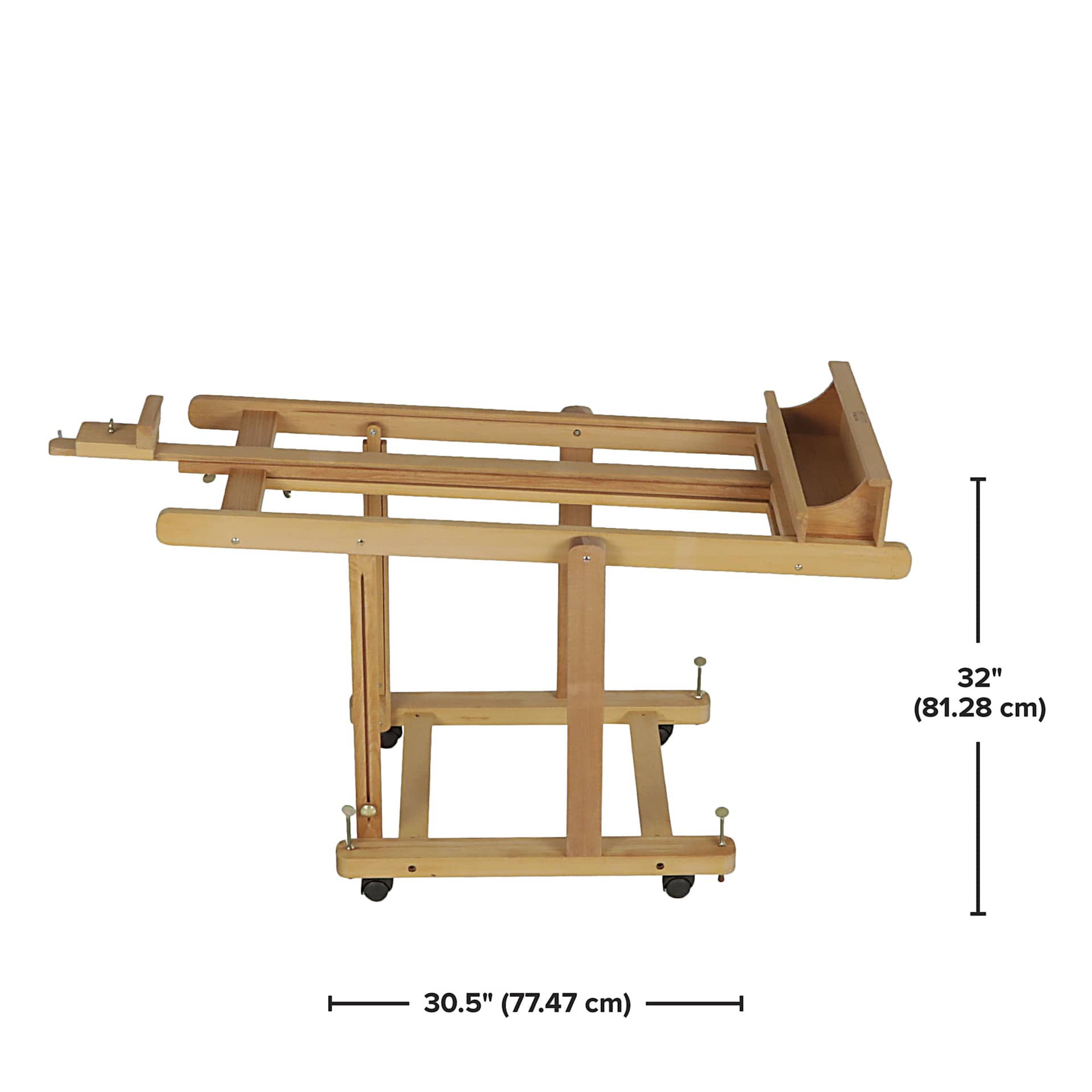 Blick by Jullian Convertible H-Frame Easel, dimensions chart, easel flat