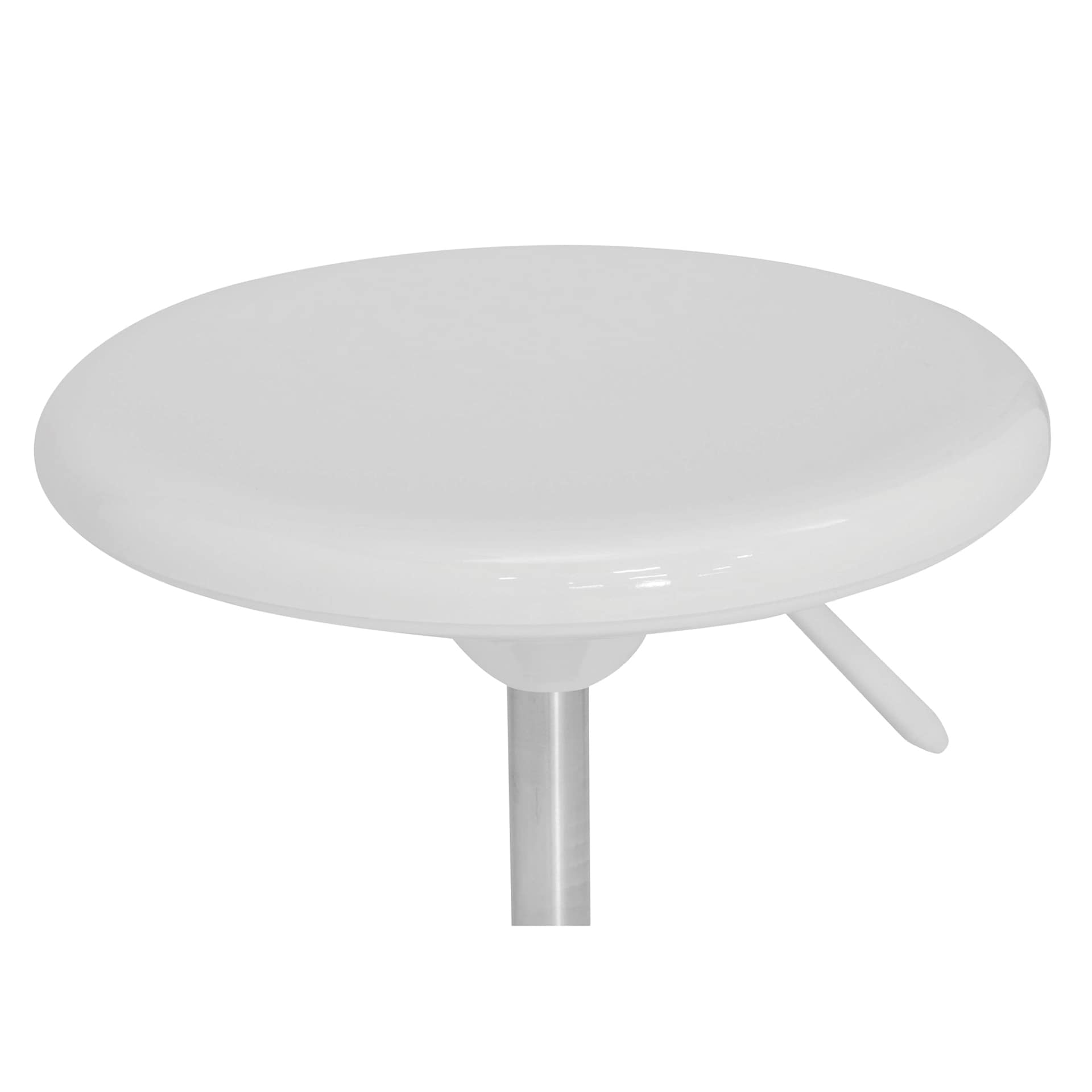 Studio Designs Studio Stool, close-up of the White seat Studio Designs Studio Stool, close-up of the White seat
