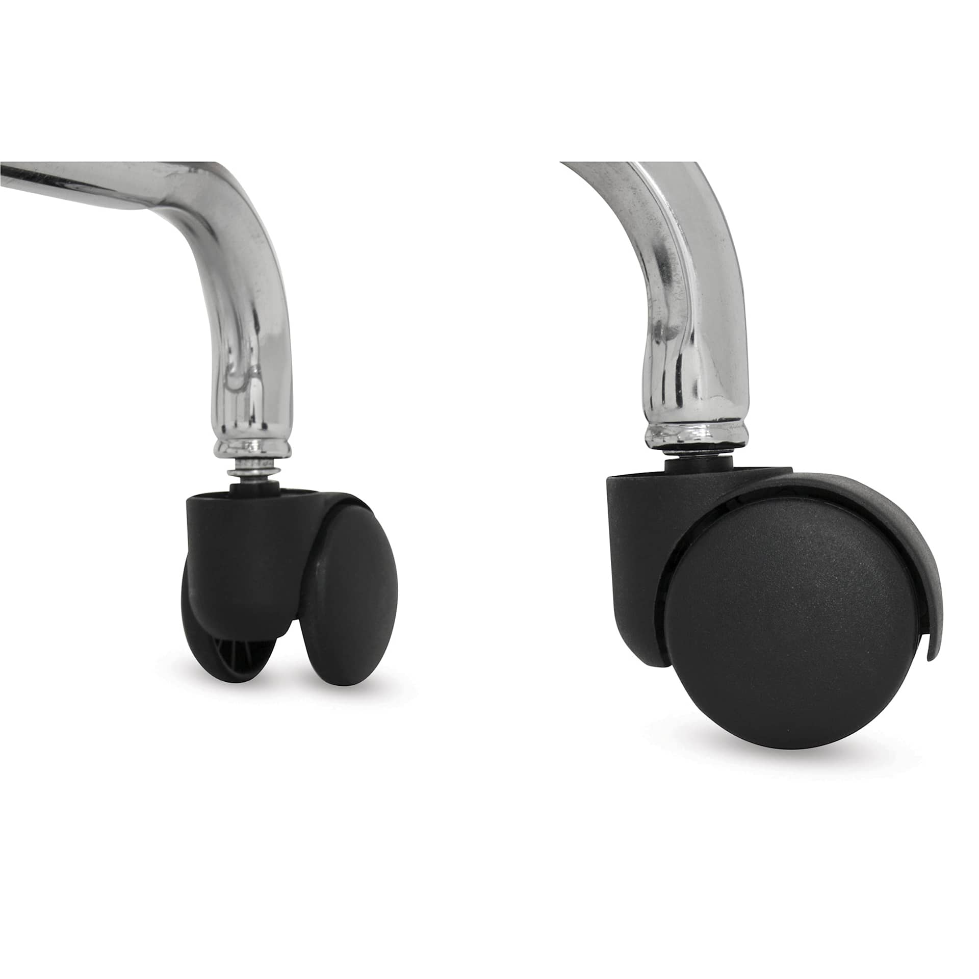 Studio Designs Studio Stool, close-up of two casters Studio Designs Studio Stool, close-up of two casters