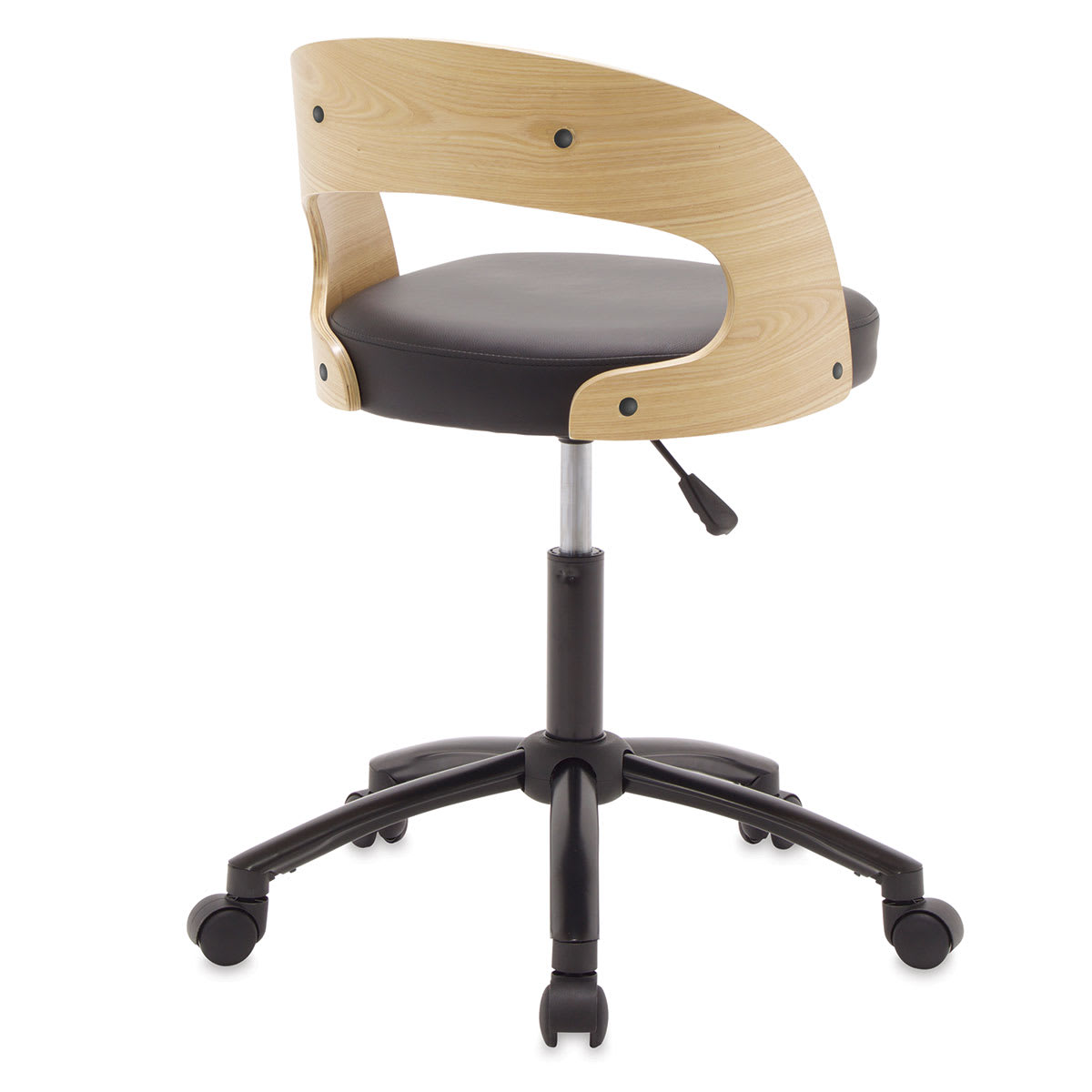 Studio Designs Ashwood Chair - Back view of chair showing seat height lever Studio Designs Ashwood Chair - Back view of chair showing seat height lever