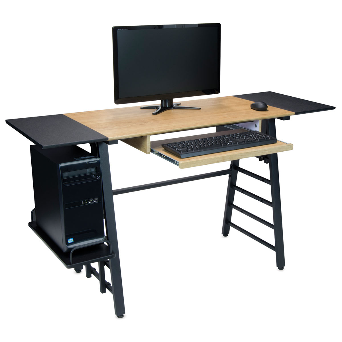 Studio Designs Ashwood Convertible Desk - Left angle view of desk with computer setup
