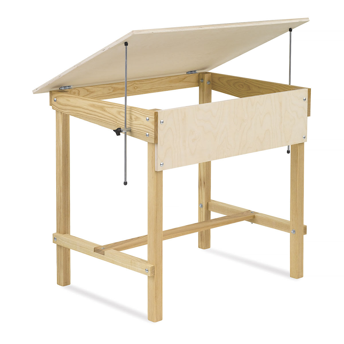 Fox Haase Four-Post Tilt-Top Table - Rear view of Table with top lifted to 45 degrees