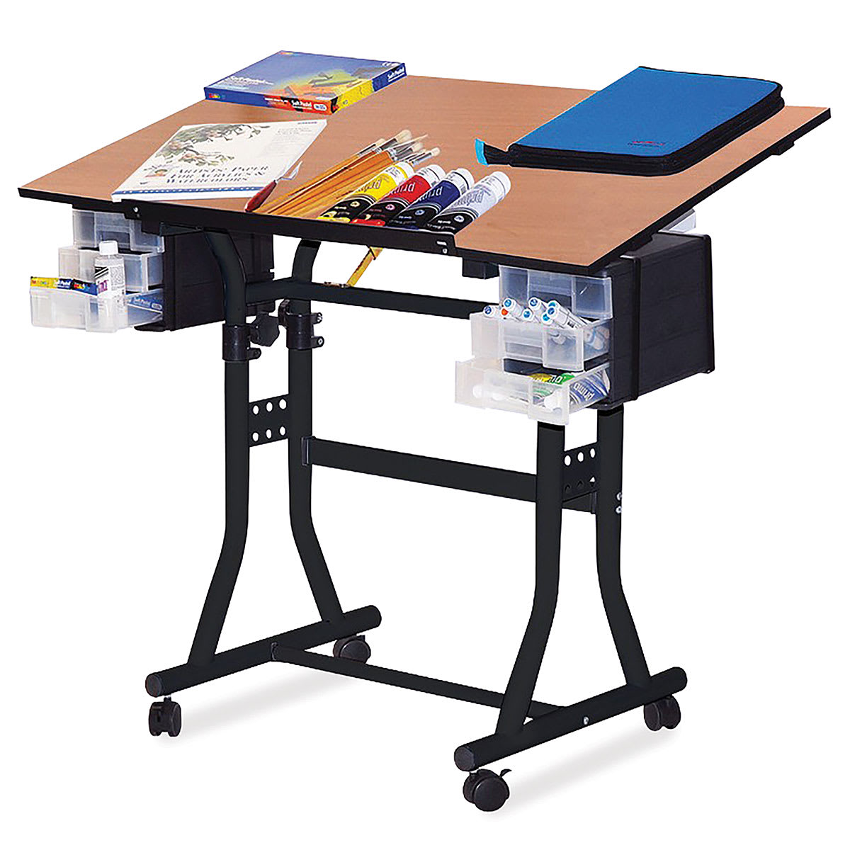 Creation Station Table - Cherry with Black Base (art supplies not included)