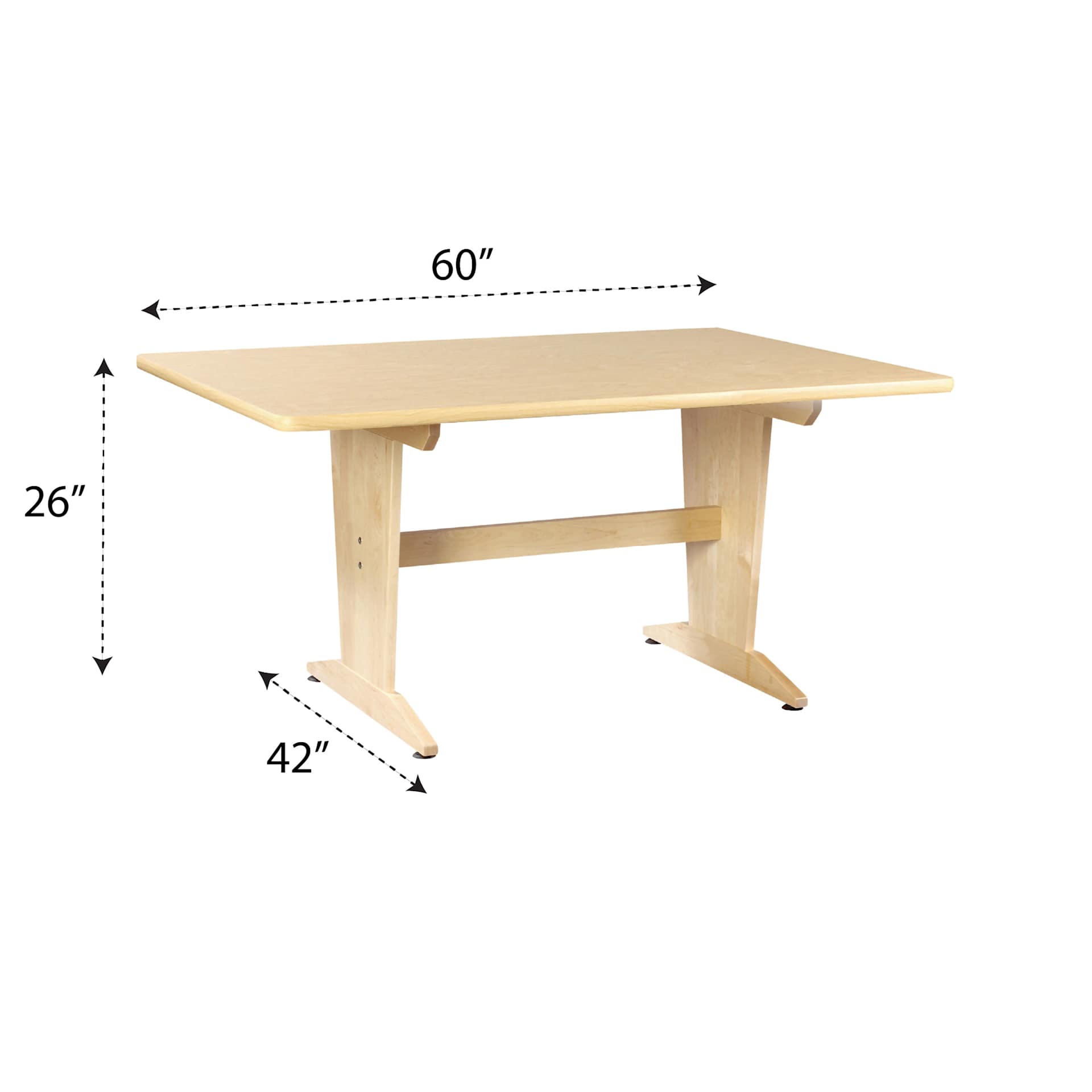 Diversified Spaces Planning Table - Birch Laminate Top, 26"H x 60"W x 42"D with dimensions