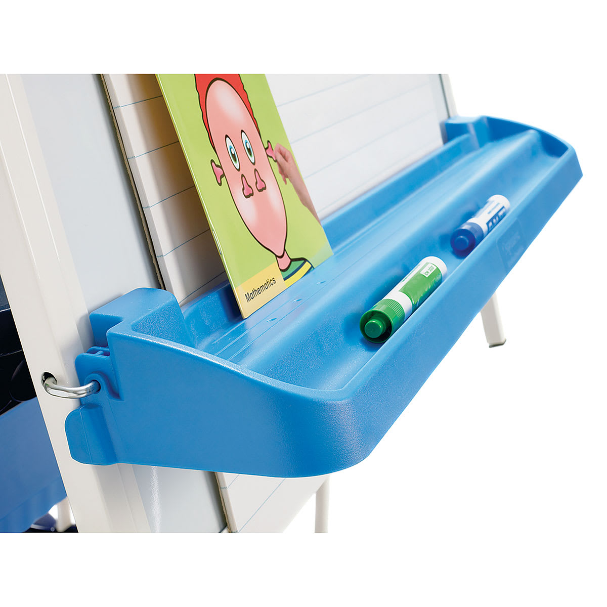 Royal Reading/Writing Center, close-up of book shelf and marker tray