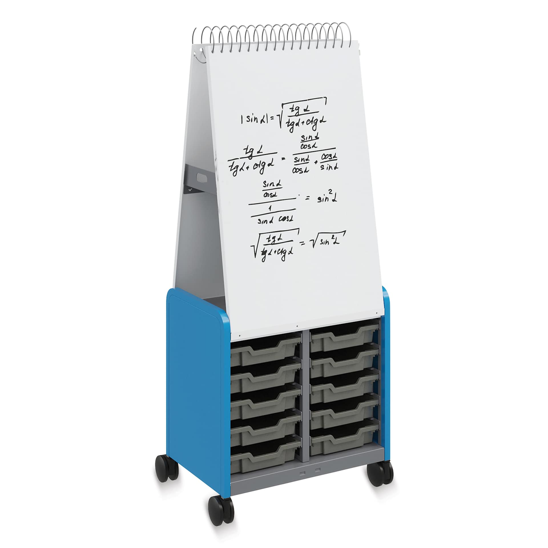 Smith Systems Cascade Spiral Noteboard Unit - Cerulean, 3" Totes, No Doors