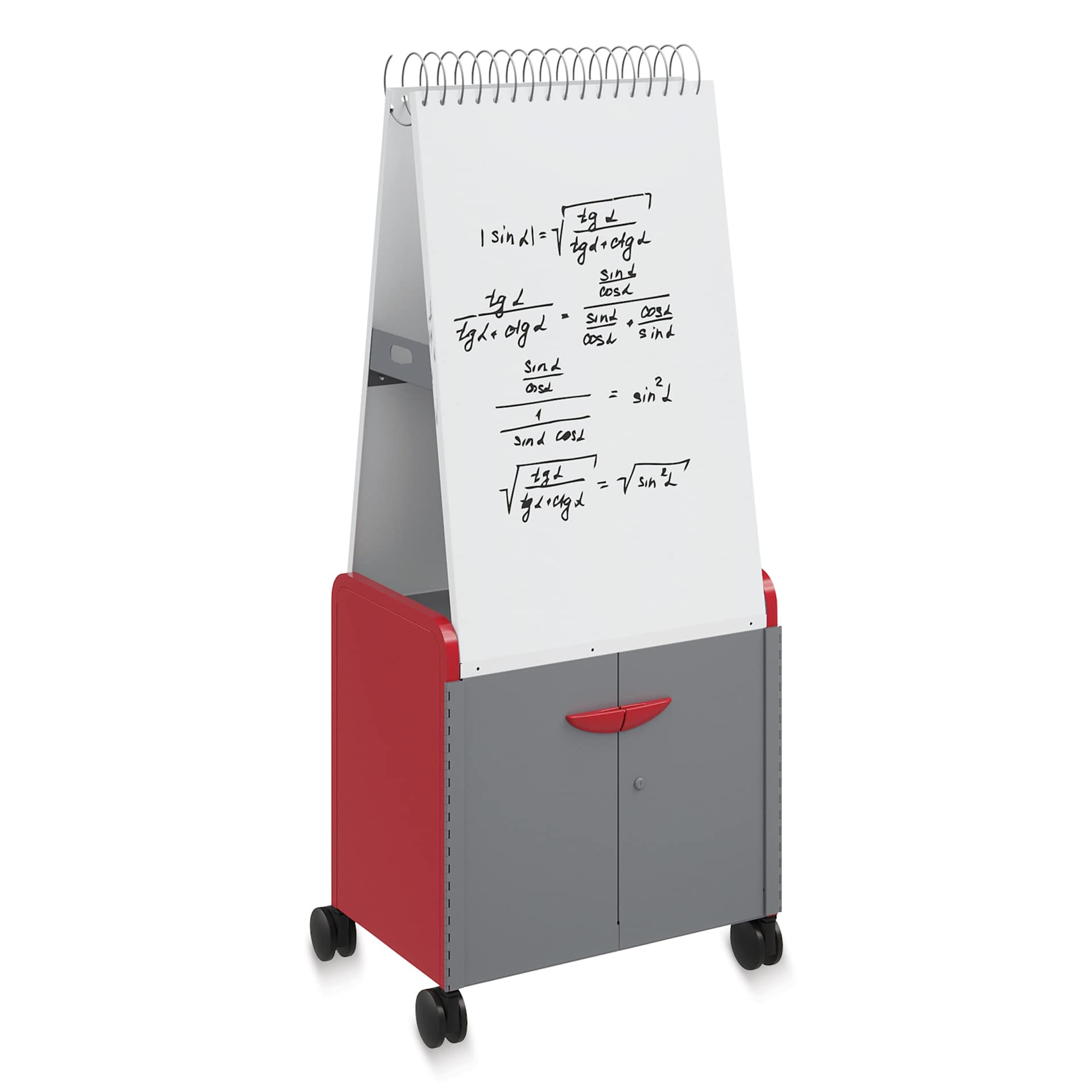 Smith Systems Cascade Spiral Noteboard Unit - Red, 3" and 6" Totes, With Doors