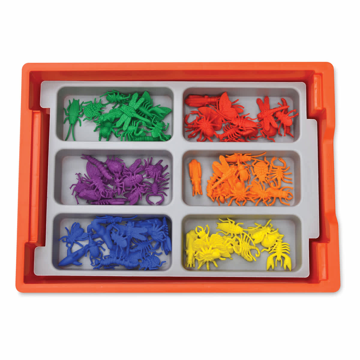 Gratnells Trays and Accessories - Shallow Trays F1, Flame Red - holding plastic insects (not included)