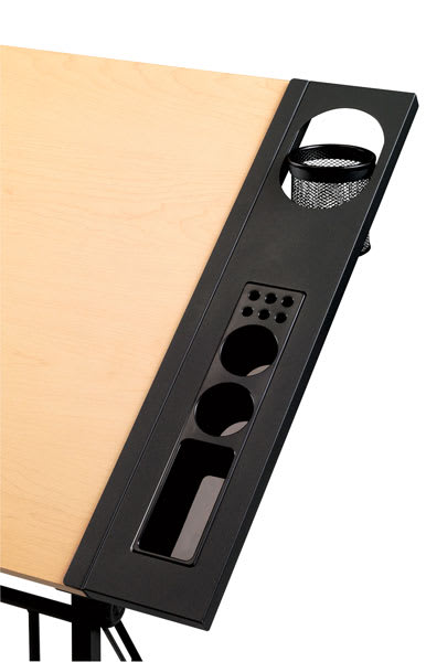 Onyx Utility Side Tray - Closeup of Tray showing various wells and cup holder