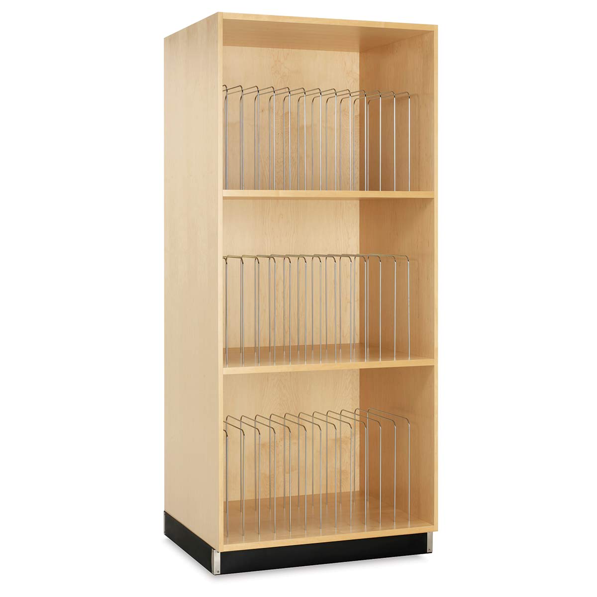 Diversified Spaces Portfolio and Canvas Storage Cabinet - Angled view of empty cabinet showing dividers