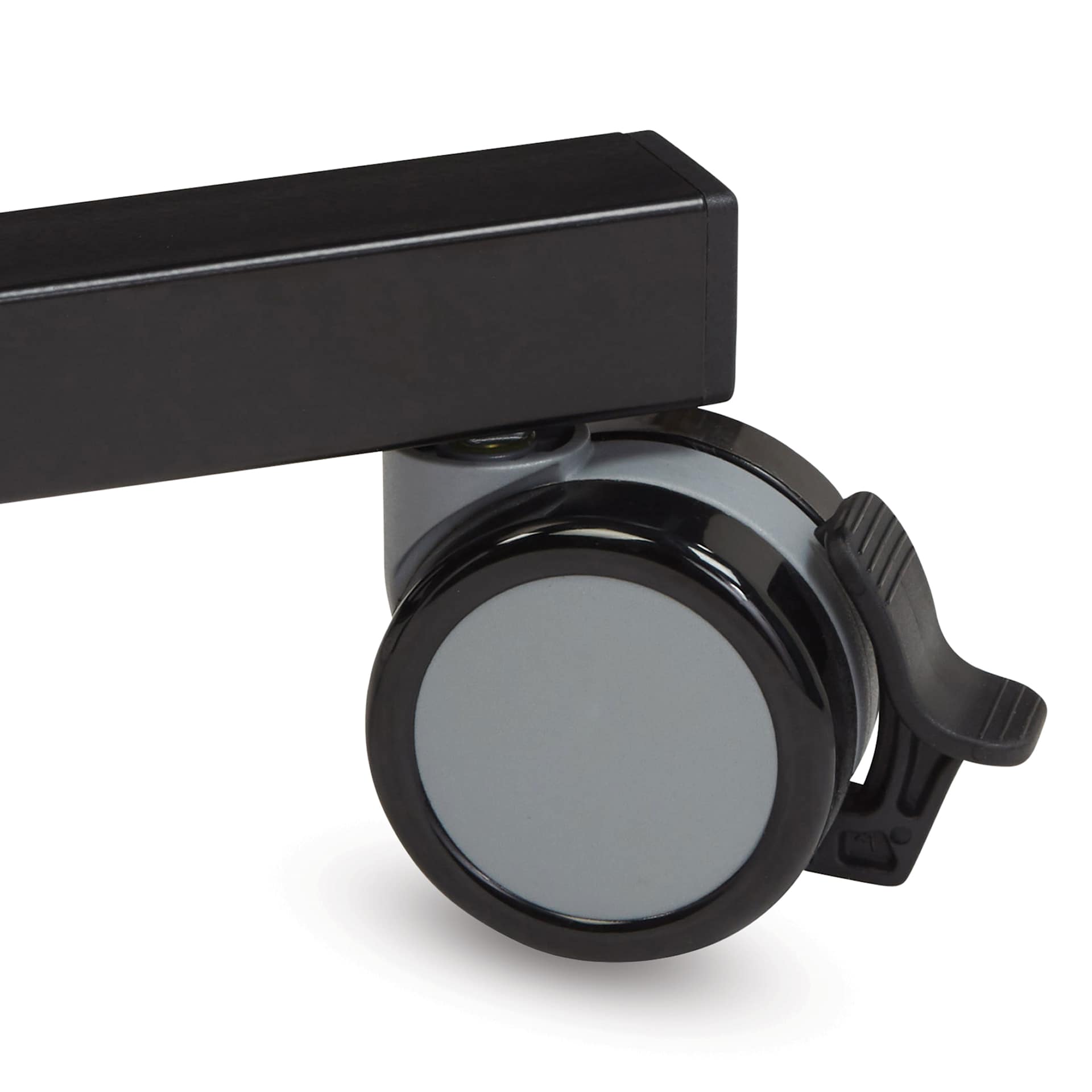 Oklahoma Sound EduTouch Sit-Stand Carts, close up of caster wheel