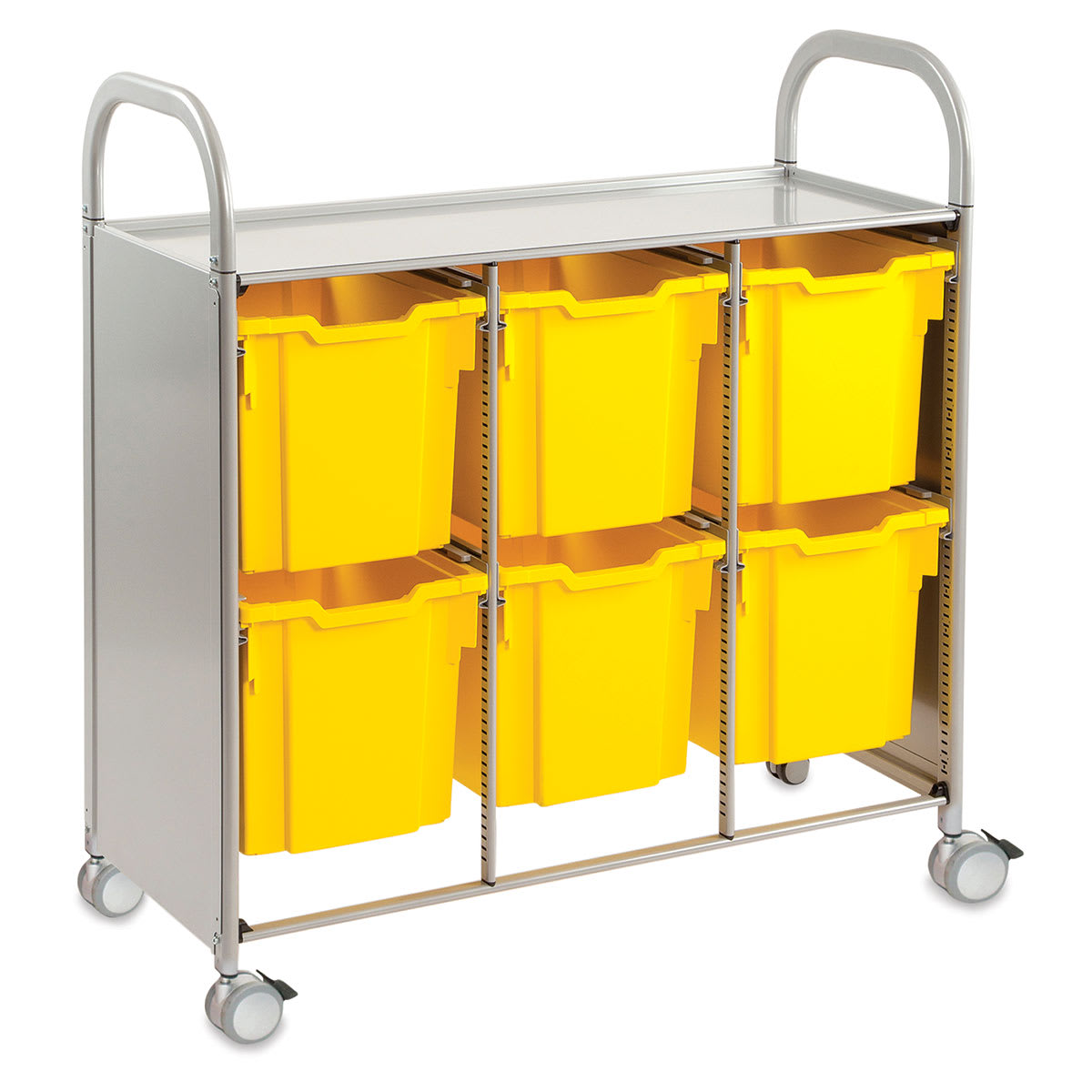 Gratnells Callero Plus Cart - Treble Cart, 6 Jumbo F3 Trays, Sunshine Yellow